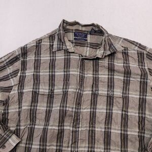 Roundtree & Yorke Tartan Flannel Casual Button Up Shirt Mens Size XLT Beige